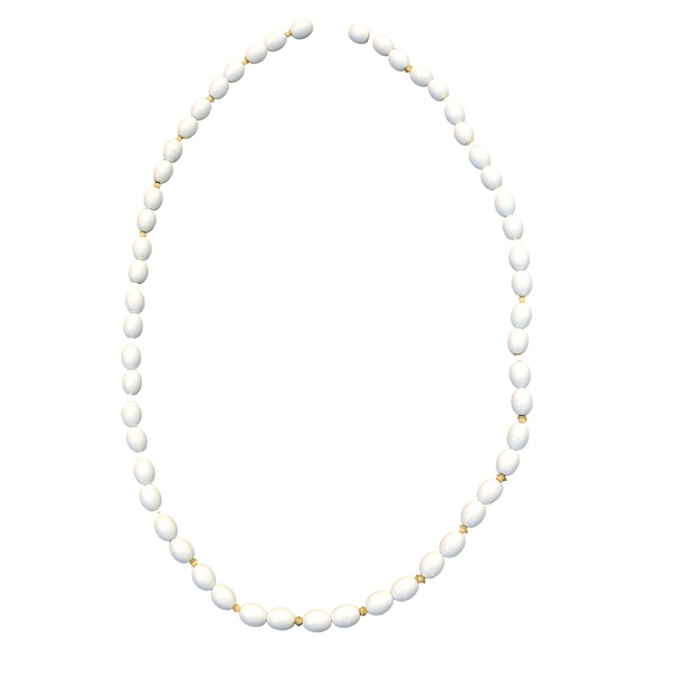 White Gold Beaded Vintage Necklace EUC